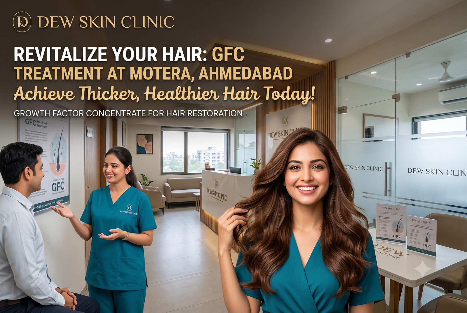 GFC Hair Treatment Clinics in Motera, Ahmedabad | Best Growth Factor Concentrate Hair Loss Solution at Dew Skin Clinic