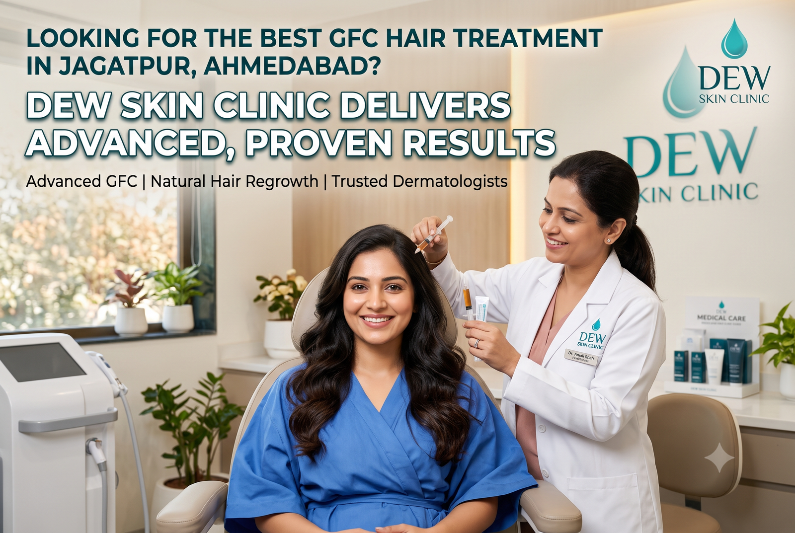Looking for the Best GFC Hair Treatment in Jagatpur, Ahmedabad? Dew Skin Clinic Delivers Advanced, Proven Results